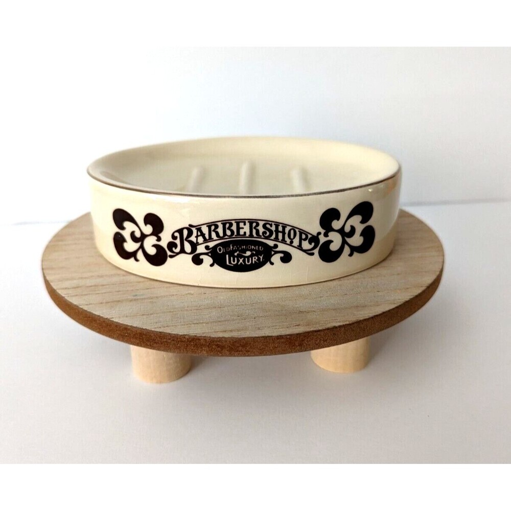 Vintage Franklin Toiletry Co Old Fashioned Luxury Barbershop Ceramic Soap Dish
